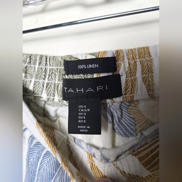Women's Tahari 100% Linen Tropical Print Ruffle Skirt Resort Chic, Size Small - Picture 3 of 3